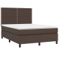 Boxspringbett mit Matratze & LED Braun 140x200 cm Kunstleder