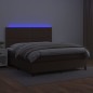 Boxspringbett mit Matratze & LED Braun 140x200 cm Kunstleder