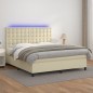 Boxspringbett mit Matratze & LED Creme 180x200 cm Kunstleder