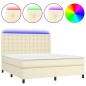 Boxspringbett mit Matratze & LED Creme 180x200 cm Kunstleder