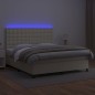 Boxspringbett mit Matratze & LED Creme 180x200 cm Kunstleder