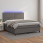 Boxspringbett mit Matratze & LED Grau 160x200 cm Kunstleder