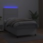 Boxspringbett mit Matratze & LED Weiß 90x200 cm Kunstleder