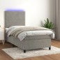 Boxspringbett mit Matratze & LED Hellgrau 90x190 cm Samt