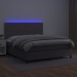 Boxspringbett mit Matratze & LED Grau 140x190 cm Kunstleder