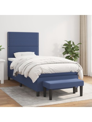 Boxspringbett mit Matratze Blau 80x200 cm Stoff