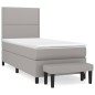 Boxspringbett mit Matratze Hellgrau 90x190 cm Stoff