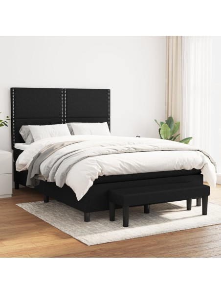 Boxspringbett mit Matratze Schwarz 140x190 cm Stoff