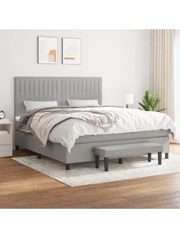 Boxspringbett mit Matratze Hellgrau 160x200 cm Stoff