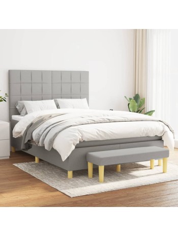 Boxspringbett mit Matratze Hellgrau 140x200 cm Stoff