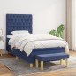 Boxspringbett mit Matratze Blau 90x190 cm Stoff