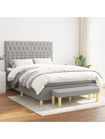 Boxspringbett mit Matratze Hellgrau 140x190 cm Stoff