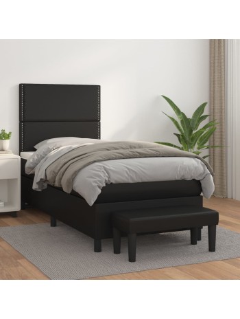 Boxspringbett mit Matratze Schwarz 80x200 cm Kunstleder