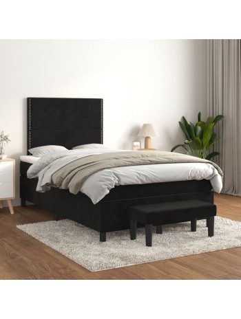 Boxspringbett mit Matratze Schwarz 120x200 cm Samt