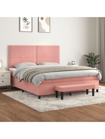 Boxspringbett mit Matratze Rosa 160x200 cm Samt