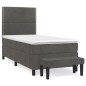 Boxspringbett mit Matratze Dunkelgrau 90x190 cm Samt