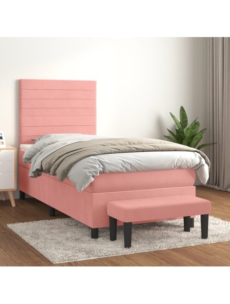 Boxspringbett mit Matratze Rosa 90x200 cm Samt