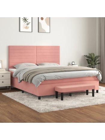 Boxspringbett mit Matratze Rosa 180x200 cm Samt