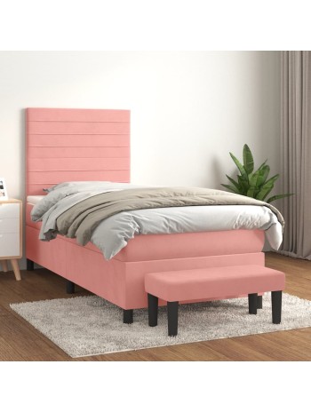 Boxspringbett mit Matratze Rosa 100x200 cm Samt