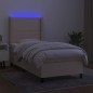 Boxspringbett mit Matratze & LED Creme 90x200 cm Stoff