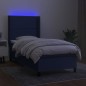 Boxspringbett mit Matratze & LED Blau 100x200 cm Stoff