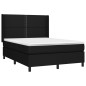 Boxspringbett mit Matratze & LED Schwarz 140x190 cm Stoff