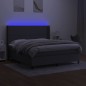 Boxspringbett mit Matratze & LED Dunkelgrau 160x200 cm Stoff