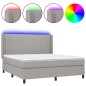 Boxspringbett mit Matratze & LED Hellgrau 160x200 cm Stoff