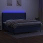 Boxspringbett mit Matratze & LED Blau 200x200 cm Stoff