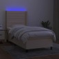 Boxspringbett mit Matratze & LED Creme 90x190 cm Stoff