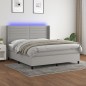 Boxspringbett mit Matratze & LED Hellgrau 180x200 cm Stoff