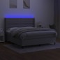 Boxspringbett mit Matratze & LED Hellgrau 180x200 cm Stoff