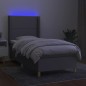 Boxspringbett mit Matratze & LED Hellgrau 90x190 cm Stoff