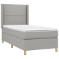 Boxspringbett mit Matratze & LED Hellgrau 90x190 cm Stoff