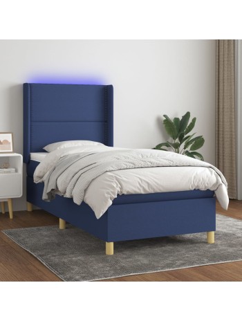 Boxspringbett mit Matratze & LED Blau 80x200 cm Stoff