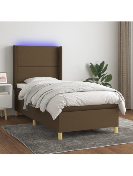 Boxspringbett mit Matratze & LED Taupe 90x200 cm Stoff