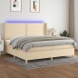 Boxspringbett mit Matratze & LED Creme 200x200 cm Stoff