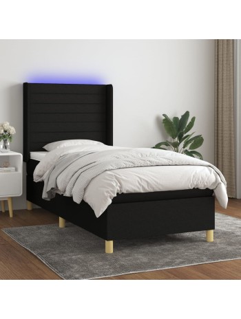 Boxspringbett mit Matratze & LED Schwarz 100x200 cm Stoff