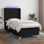 Boxspringbett mit Matratze & LED Schwarz 100x200 cm Stoff