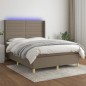 Boxspringbett mit Matratze & LED Taupe 140x200 cm Stoff