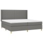 Boxspringbett mit Matratze & LED Dunkelgrau 200x200 cm Stoff