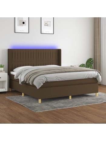 Boxspringbett mit Matratze & LED Dunkelbraun 160x200 cm Stoff