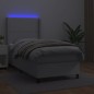 Boxspringbett mit Matratze & LED Weiß 90x190 cm Kunstleder