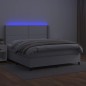 Boxspringbett mit Matratze & LED Weiß 160x200 cm Kunstleder