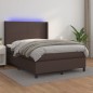 Boxspringbett mit Matratze & LED Braun 140x200 cm Kunstleder