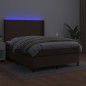 Boxspringbett mit Matratze & LED Braun 140x200 cm Kunstleder