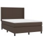 Boxspringbett mit Matratze & LED Braun 140x200 cm Kunstleder