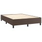 Boxspringbett mit Matratze & LED Braun 140x200 cm Kunstleder