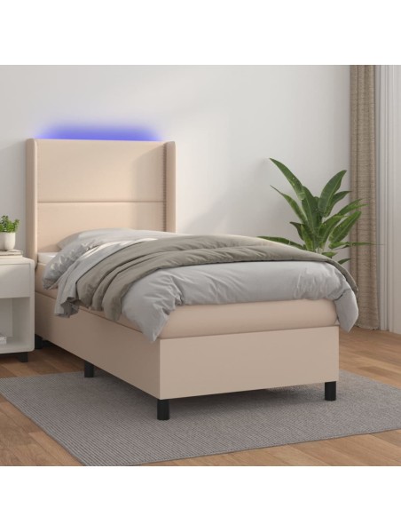 Boxspringbett mit Matratze & LED Cappuccino-Braun 80x200cm