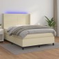 Boxspringbett mit Matratze & LED Creme 140x190 cm Kunstleder